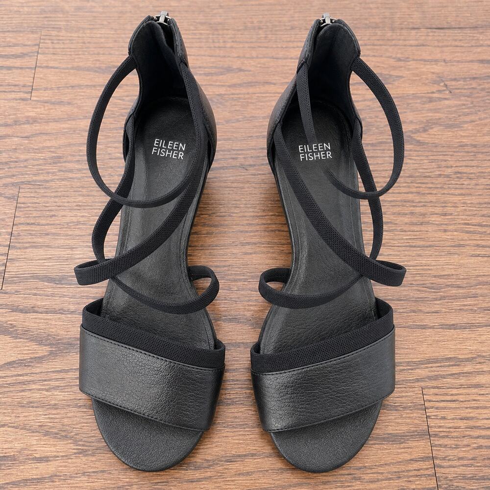 Eileen Fisher Leather Open-Toe Wedge Sandals size 9 - Picture 2 of 5